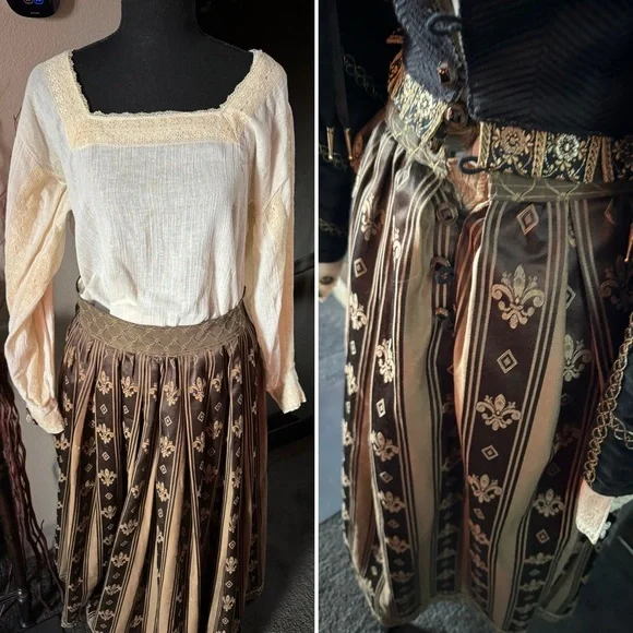 Medieval Renaissance Black and Gold OOAK Professionally Made Dress - Picture 5 of 16